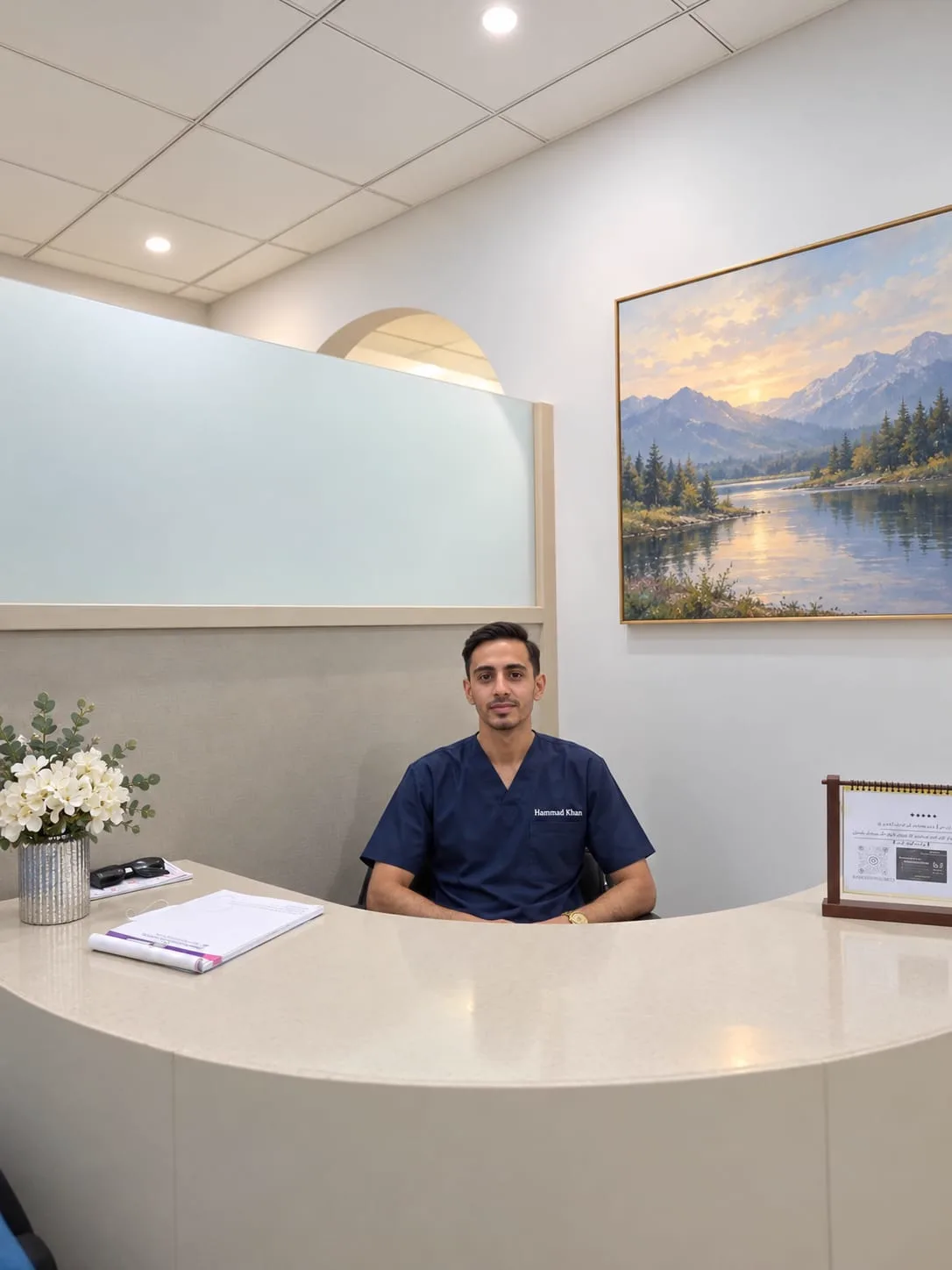 Reception desk at Family Dental Clinic in Peshawar